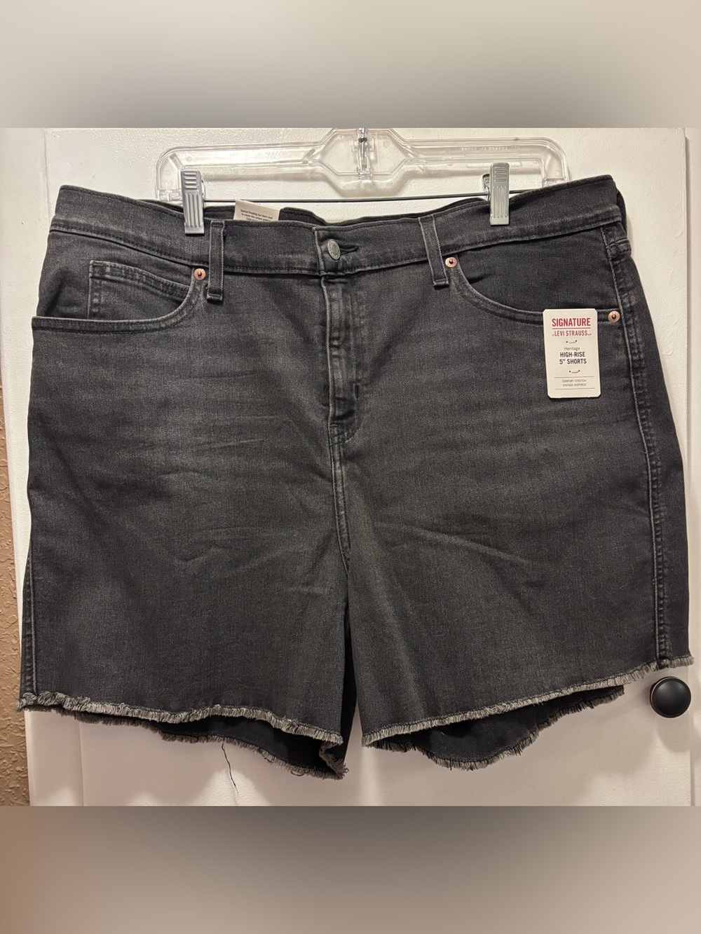 Signature by Levi Strauss Black Women’s Denim Jean High Rise 5” Shorts, 20